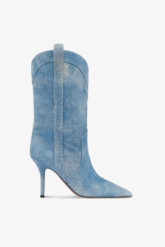 Boots in denim suede leather sold by Paris Texas