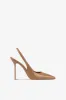 Slingbacks in caramel patent leather sold by Paris Texas