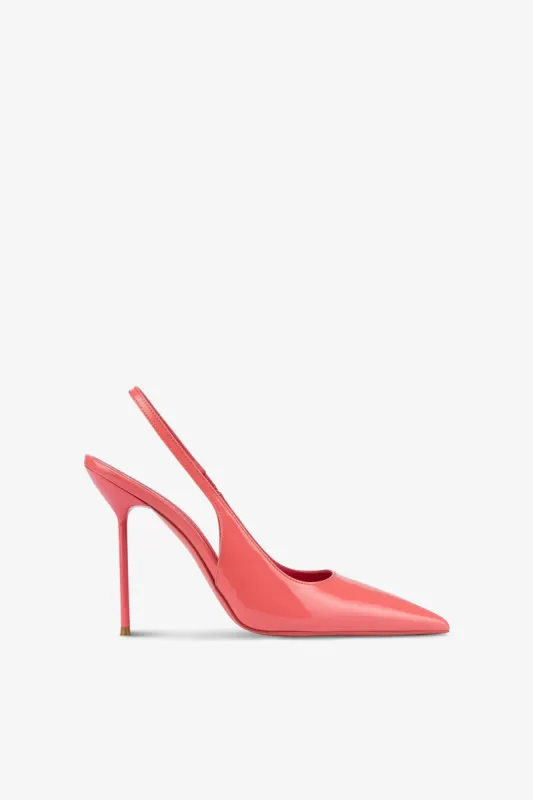 Slingbacks in coral patent leather sold by Paris Texas