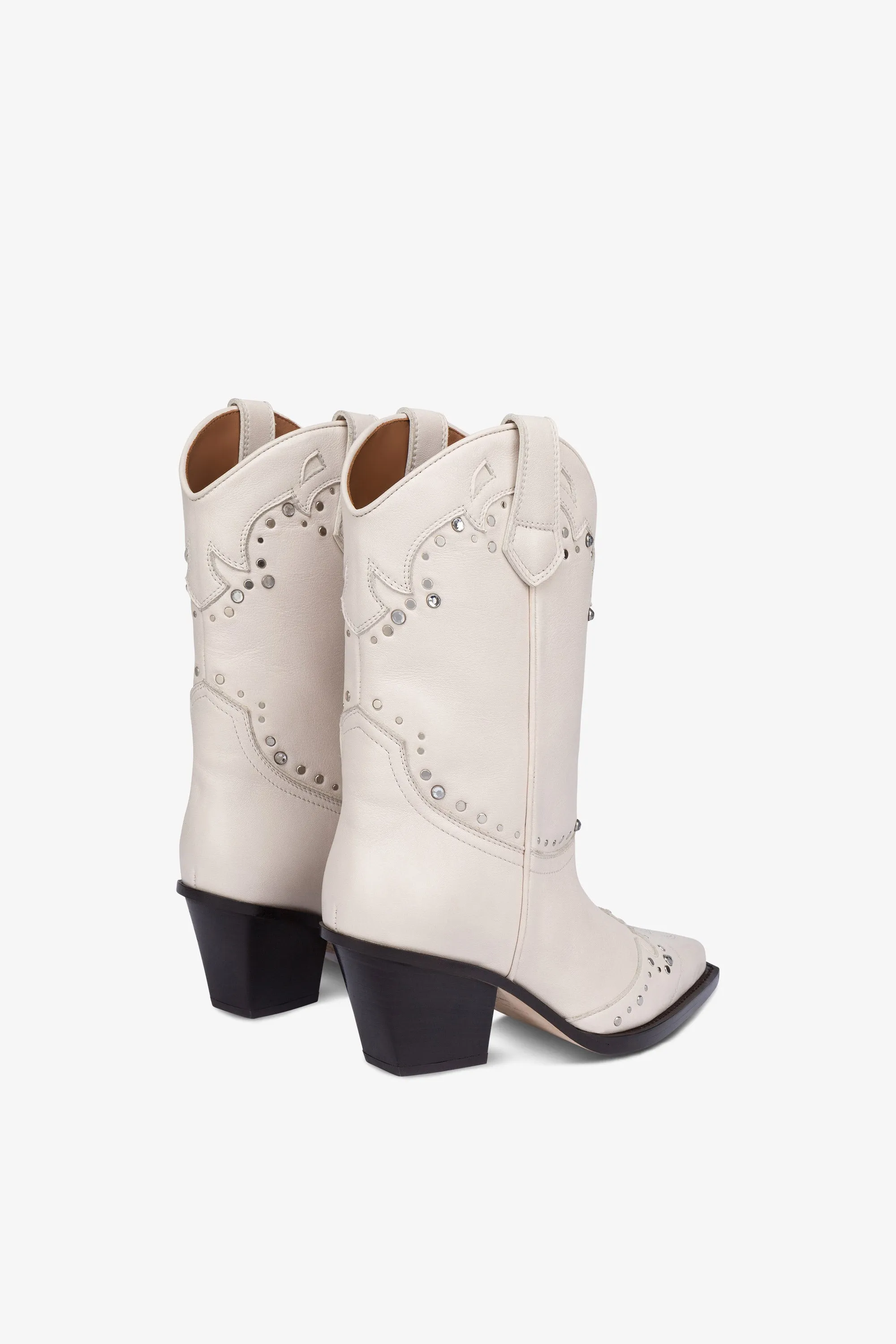 Boots in nickel-studded milk white leather sold by Paris Texas product image thumbnail 3
