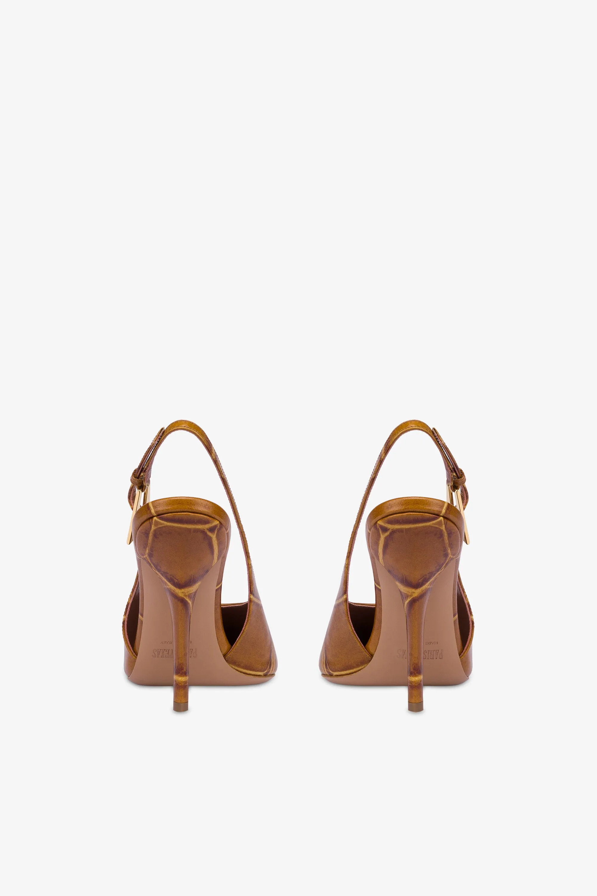 Sharp, pointed slingback pumps in capim soft croco-embossed leather sold by Paris Texas product image thumbnail 4