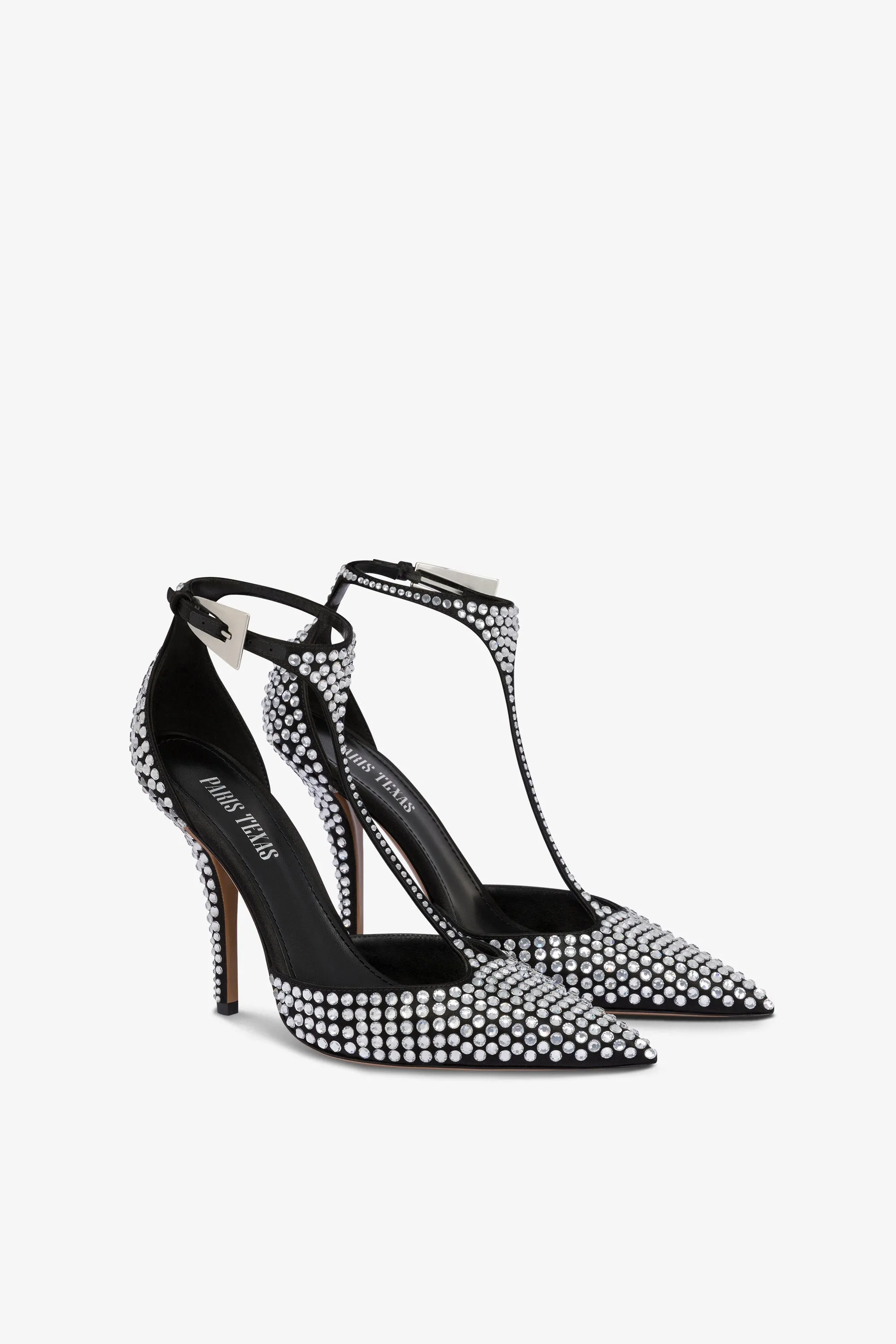 Pumps in black satin with crystals sold by Paris Texas product image thumbnail 2