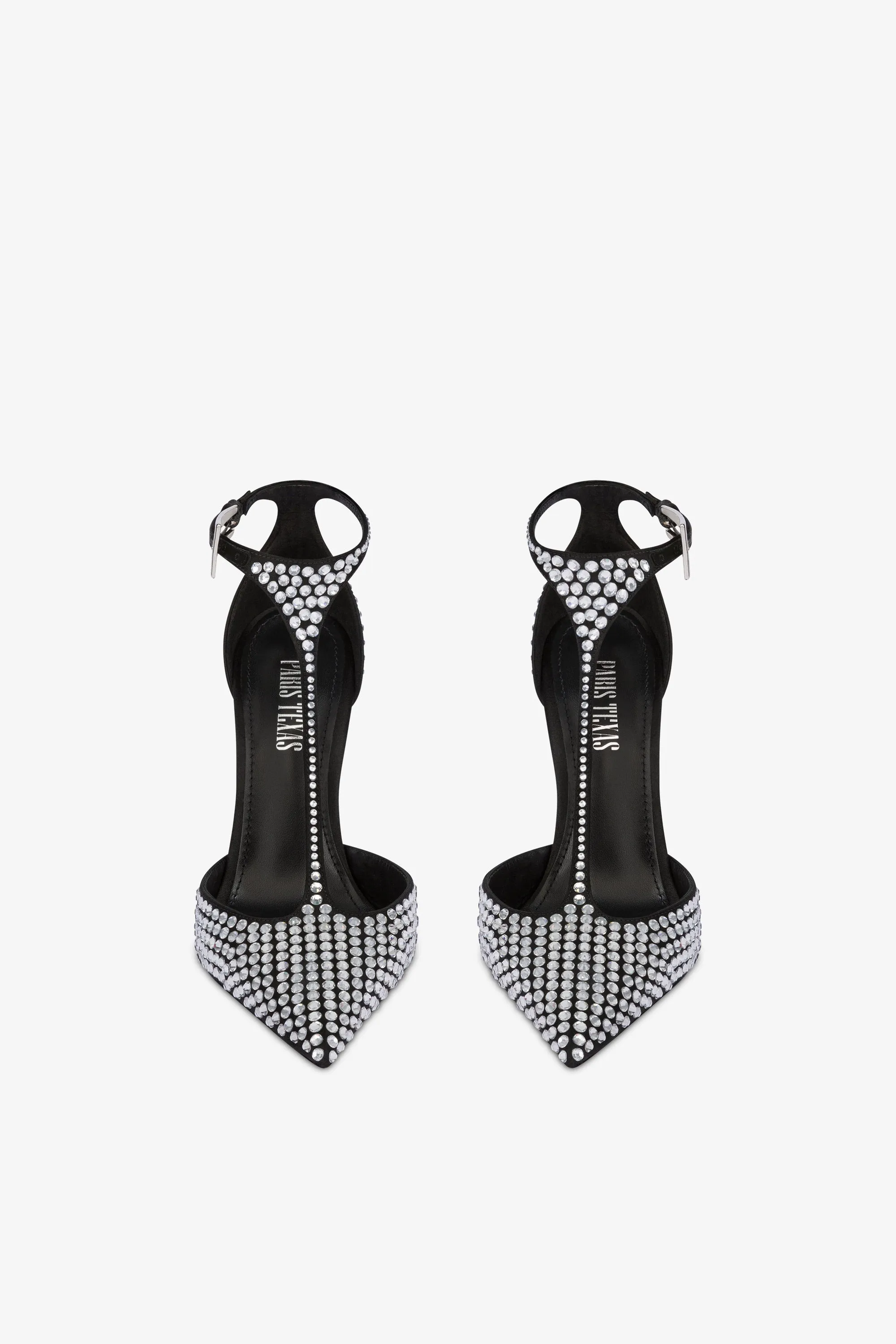 Pumps in black satin with crystals sold by Paris Texas product image thumbnail 3