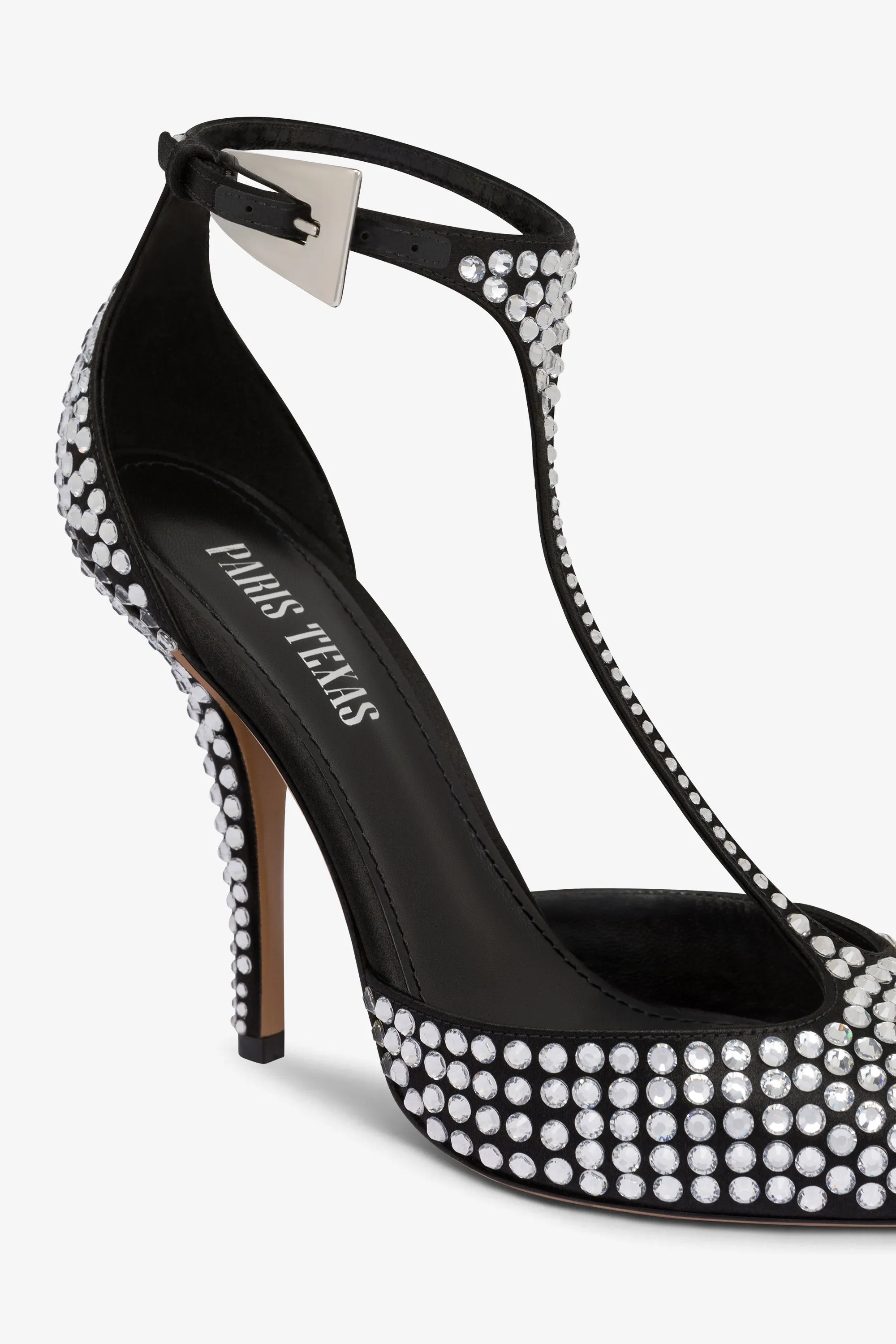 Pumps in black satin with crystals sold by Paris Texas product image thumbnail 5
