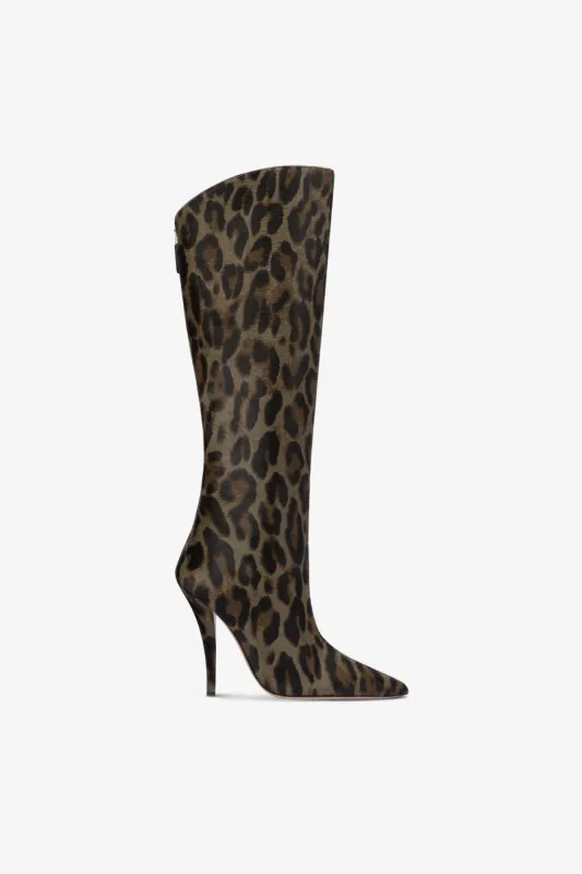 Boots in graphite leopard-print cowhide sold by Paris Texas