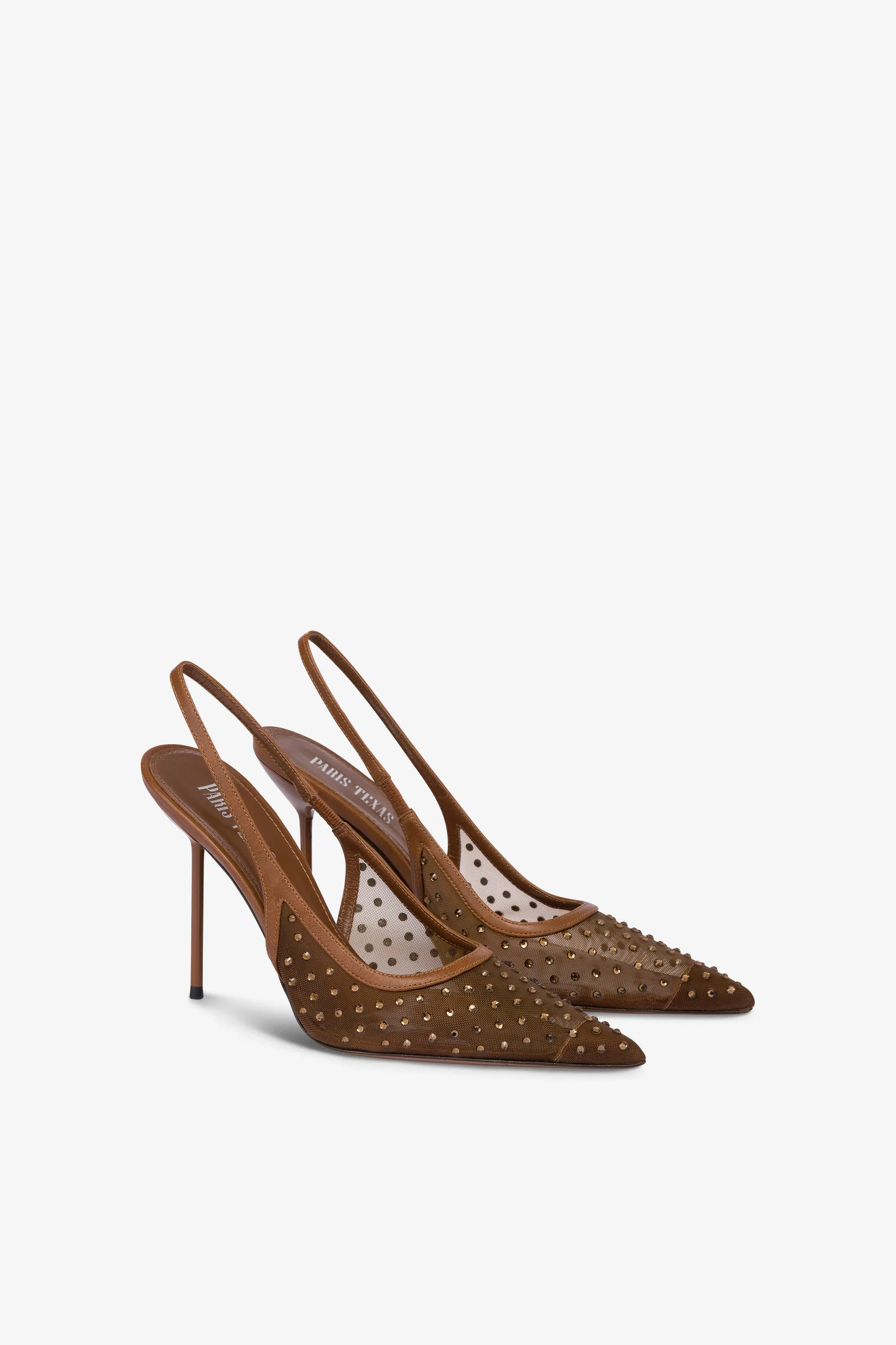 Slingbacks in brown and crystal mesh sold by Paris Texas product image thumbnail 2