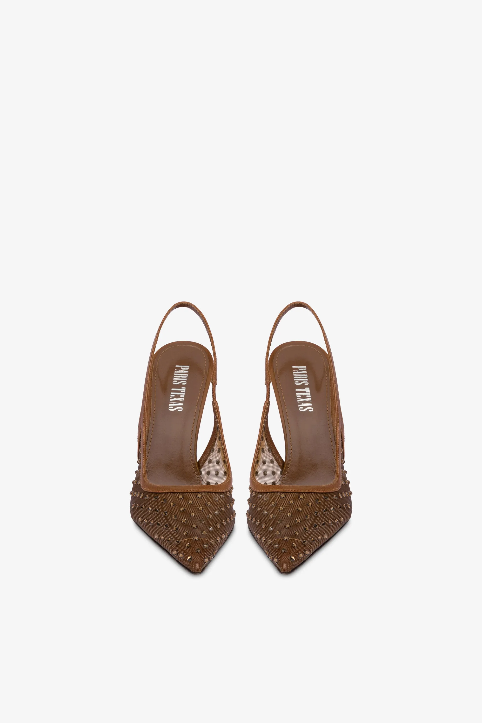 Slingbacks in brown and crystal mesh sold by Paris Texas product image thumbnail 3