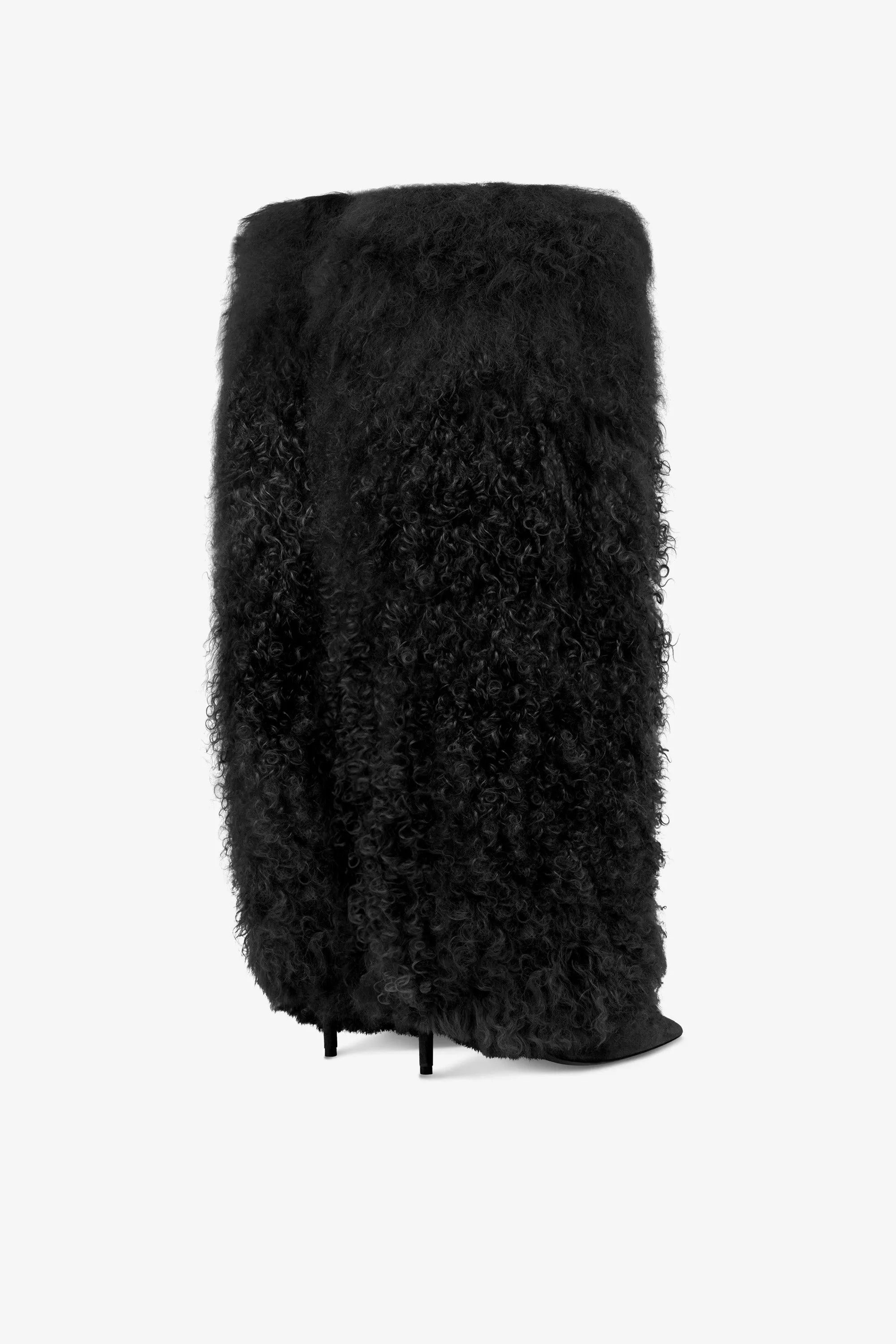 Black mongolian fur stiletto boots sold by Paris Texas product image thumbnail 3