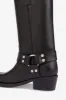 Square-toe boots in smooth black leather sold by Paris Texas