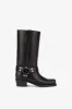 Square-toe boots in smooth black leather sold by Paris Texas