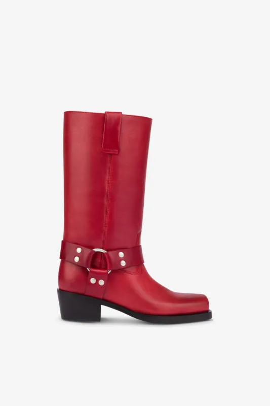 Square-toe boots in smooth fiesta leather sold by Paris Texas