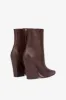 Pointed ankle boots in smooth mocha leather sold by Paris Texas