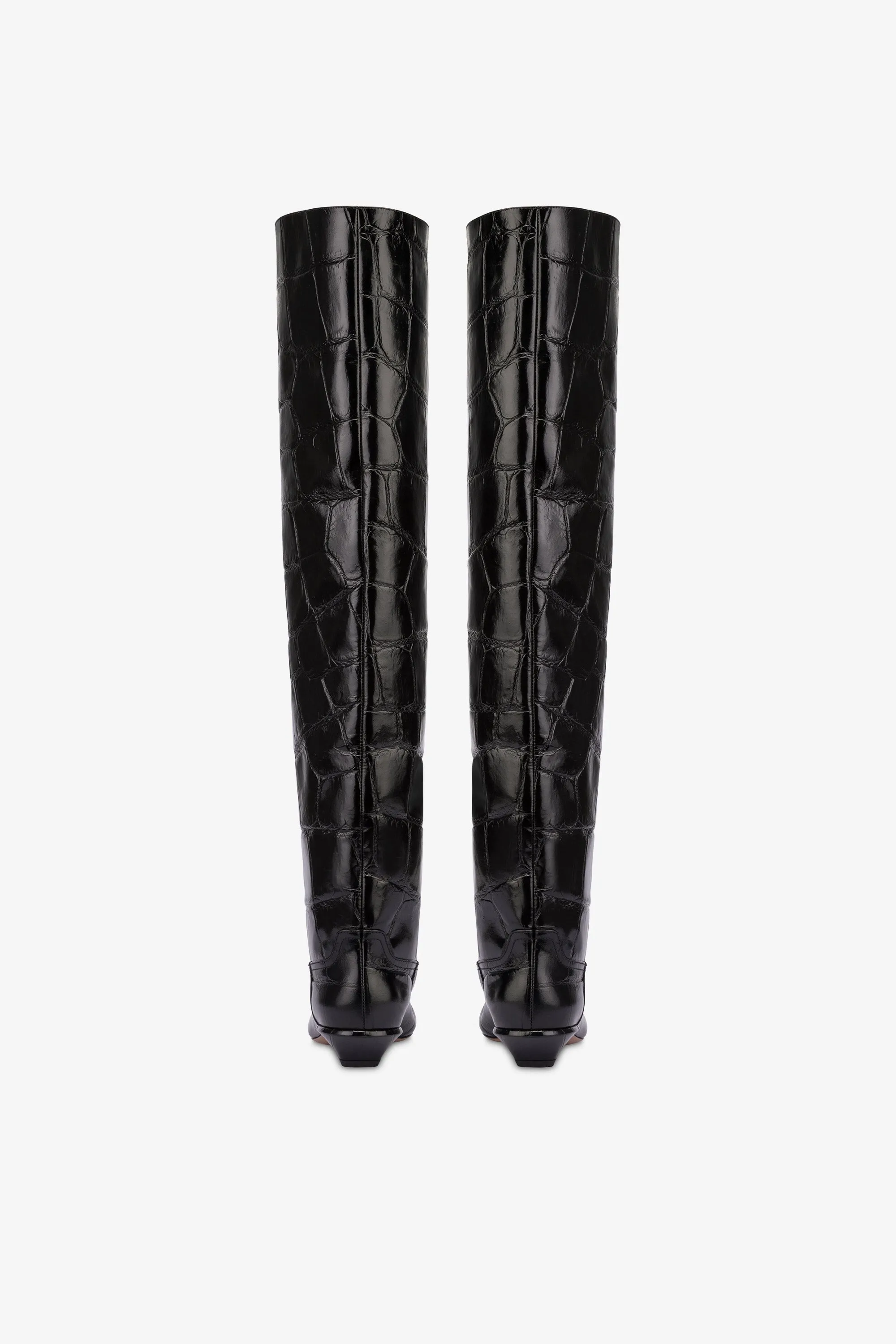 Over-the-knee boots in black croco-embossed leather sold by Paris Texas product image thumbnail 4