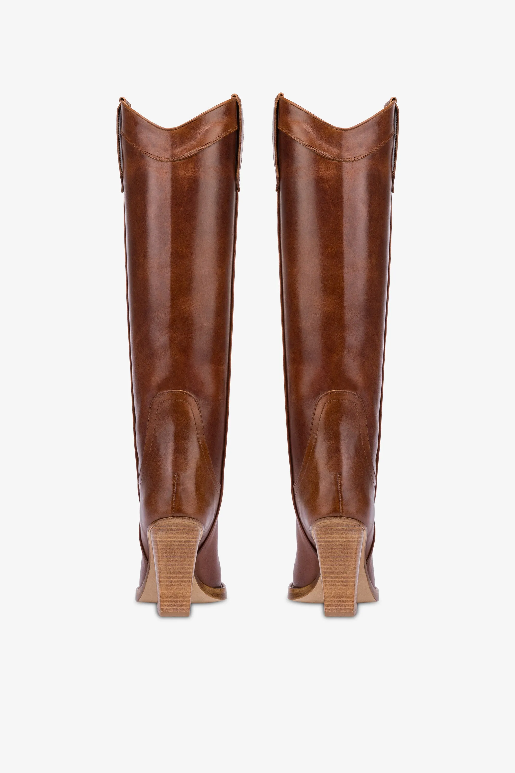 Pointed knee-high boots in shiny vintage leather sold by Paris Texas product image thumbnail 4