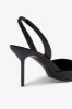Long, pointed slingbacks in patent black leather sold by Paris Texas