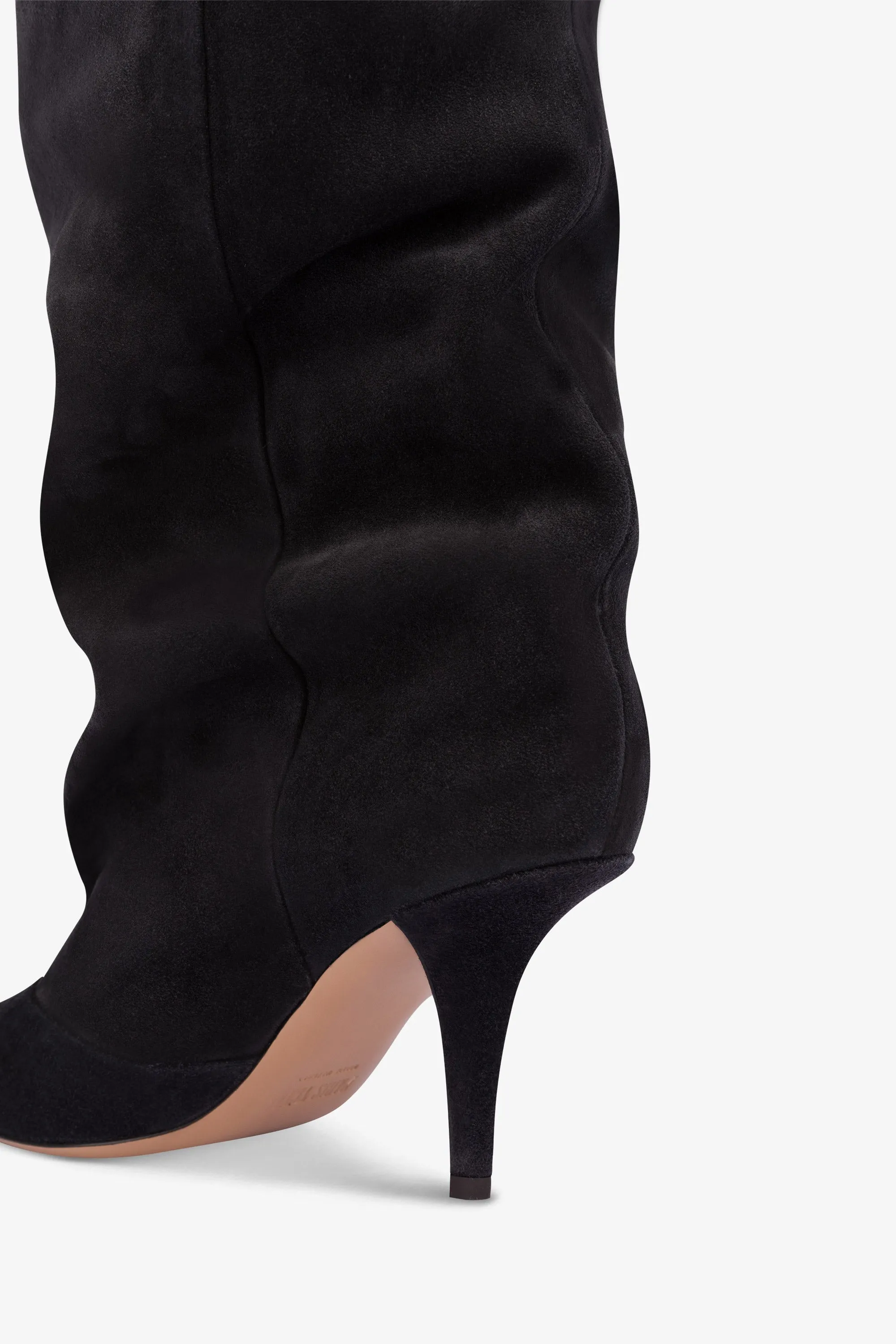 Mid-calf boots in soft off-black suede leather sold by Paris Texas product image thumbnail 5
