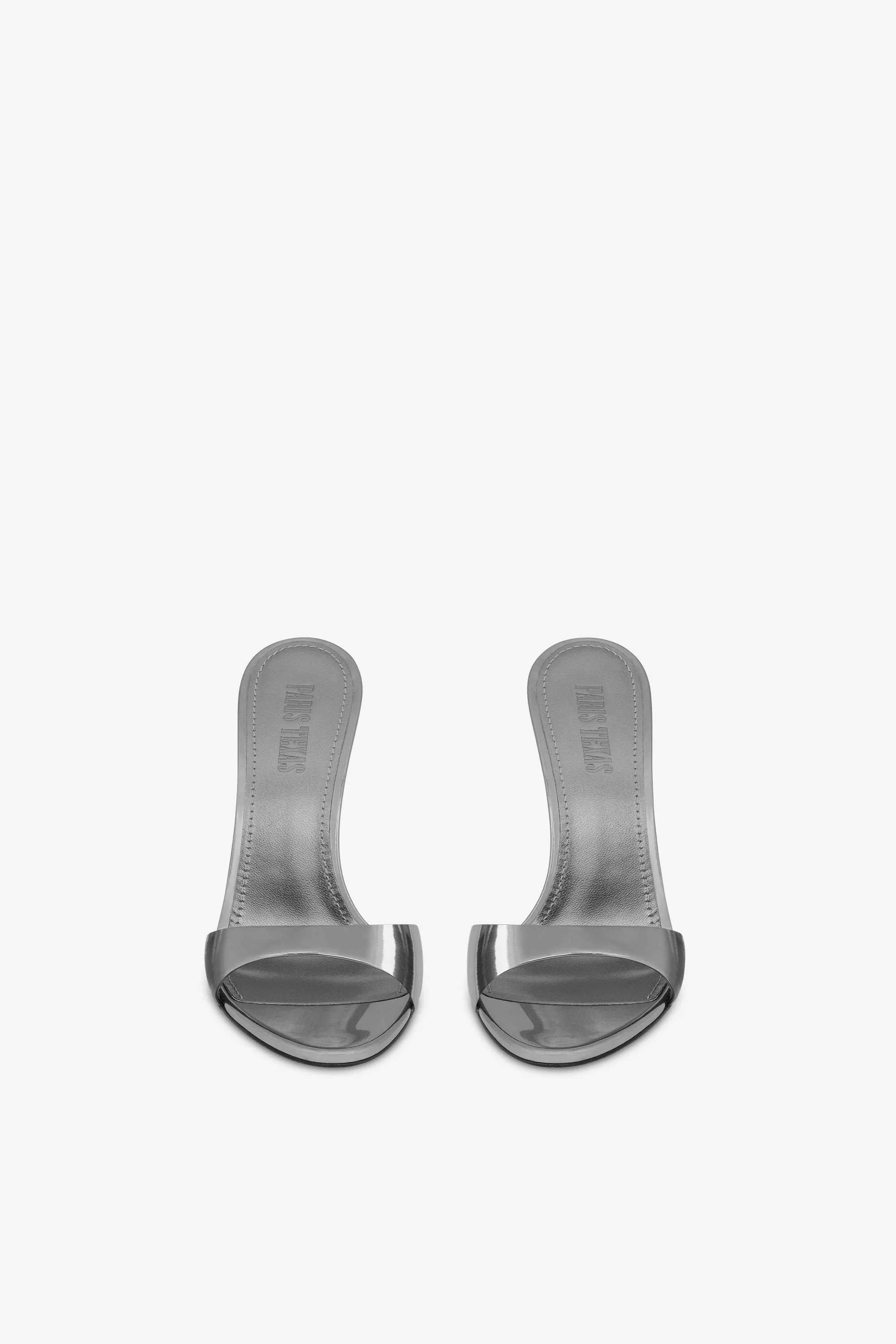 Almond-toe mules in gunmetal mirror-effect leather sold by Paris Texas product image thumbnail 3