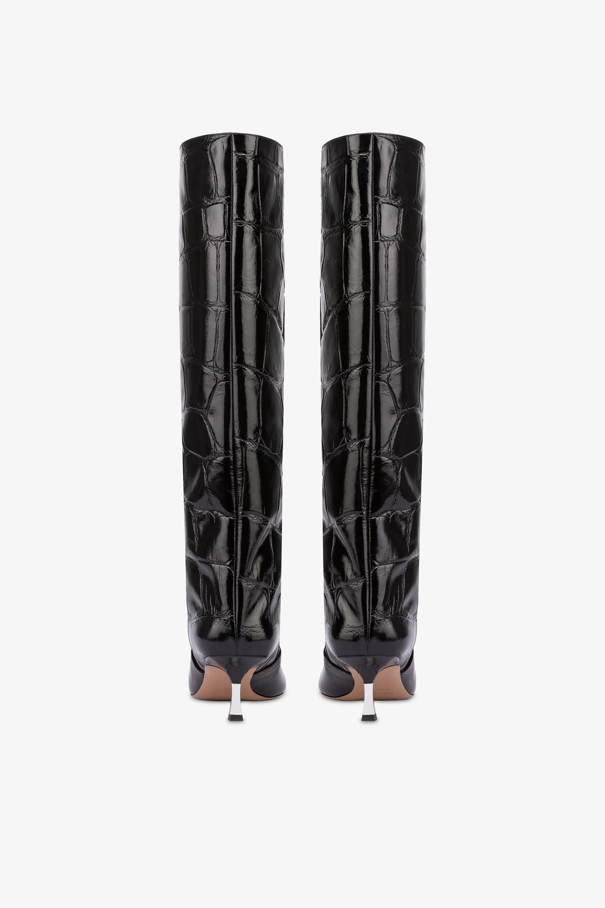 Knee-high boots in black croco-embossed leather sold by Paris Texas product image thumbnail 4