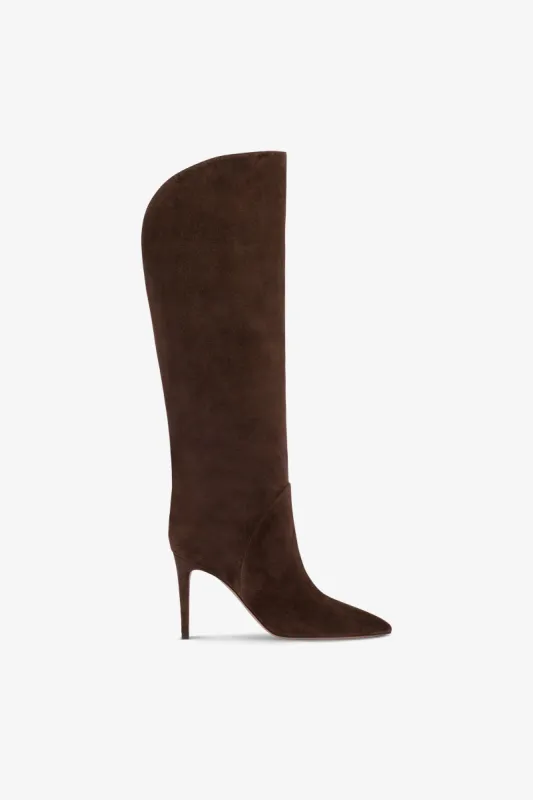 Boots in chocolate suede leather sold by Paris Texas
