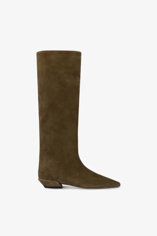 Boots in winter moss suede leather sold by Paris Texas