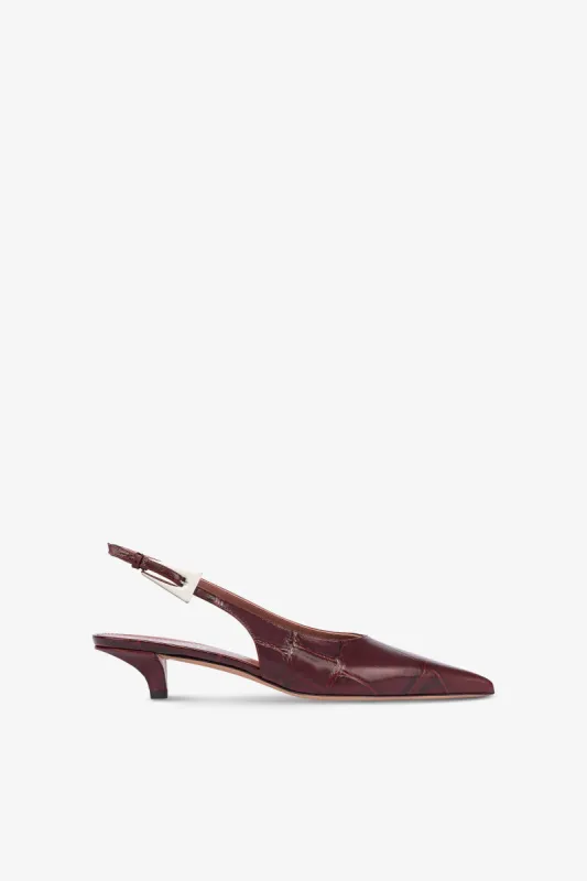 Slingback sandals in hevea maxi soft croco-embossed leather sold by Paris Texas