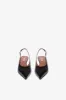 Slingback sandals in black maxi soft croco-embossed leather sold by Paris Texas