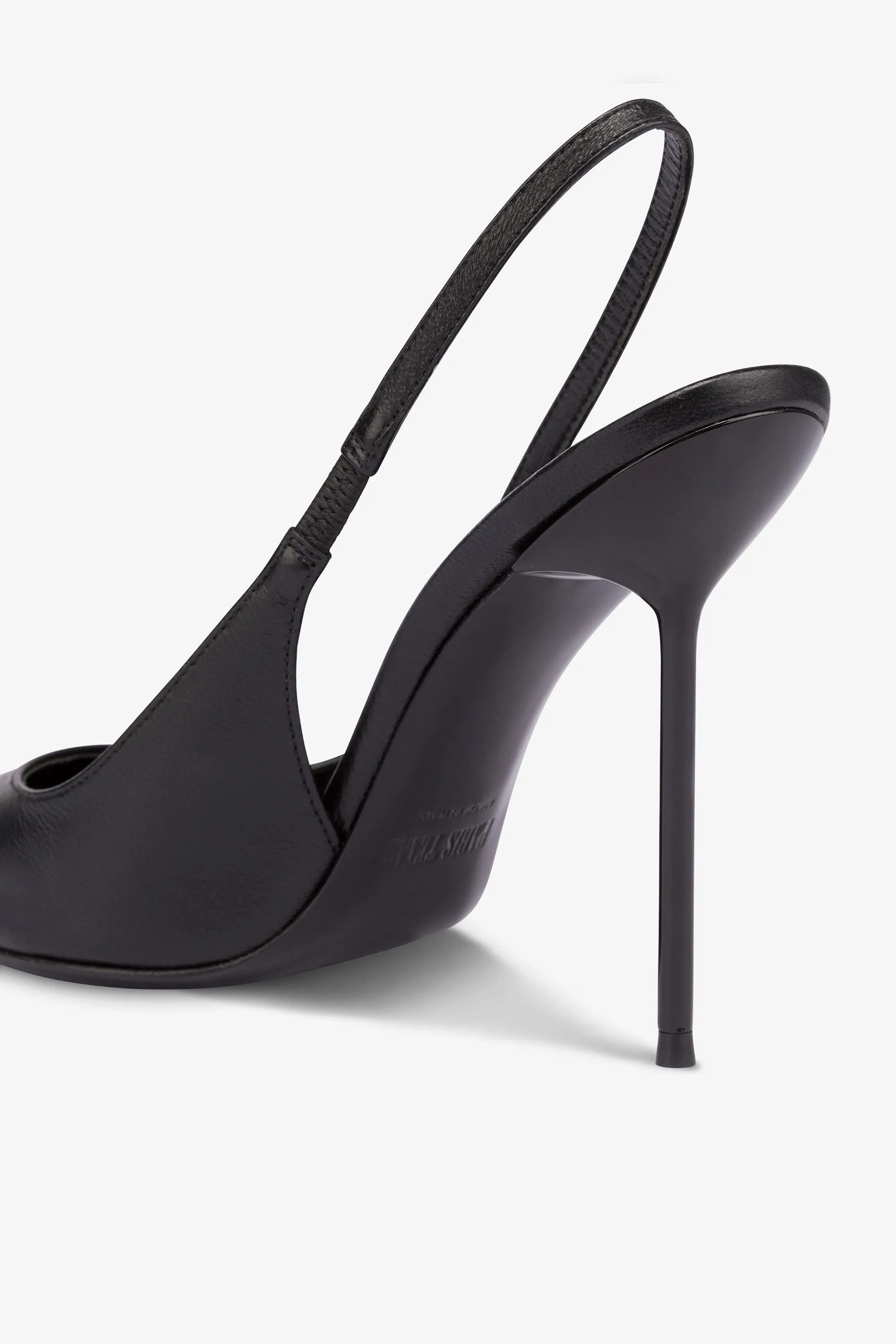 Sharp, pointed slingbacks in smooth black leather sold by Paris Texas product image thumbnail 5