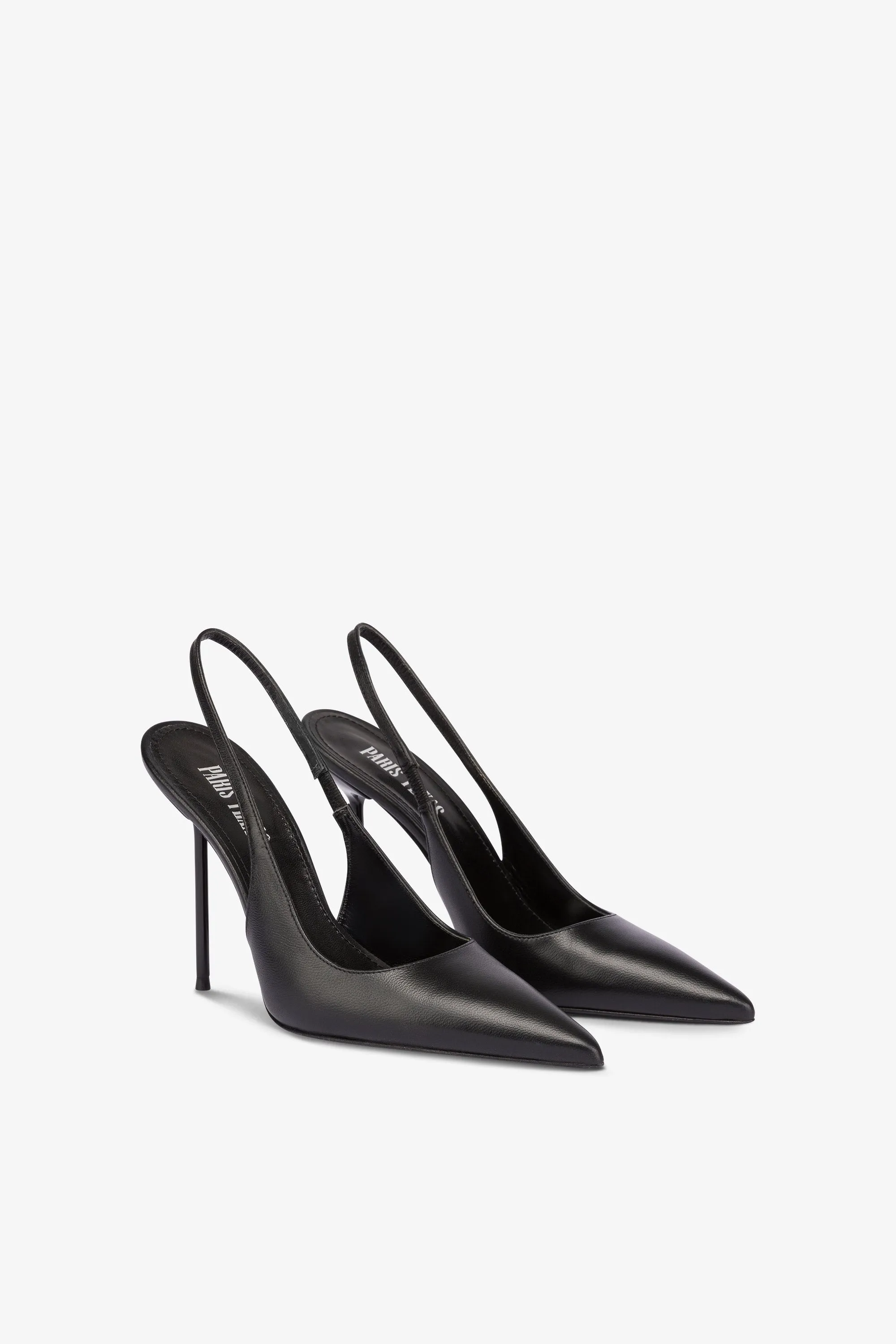 Sharp, pointed slingbacks in smooth black leather sold by Paris Texas product image thumbnail 2