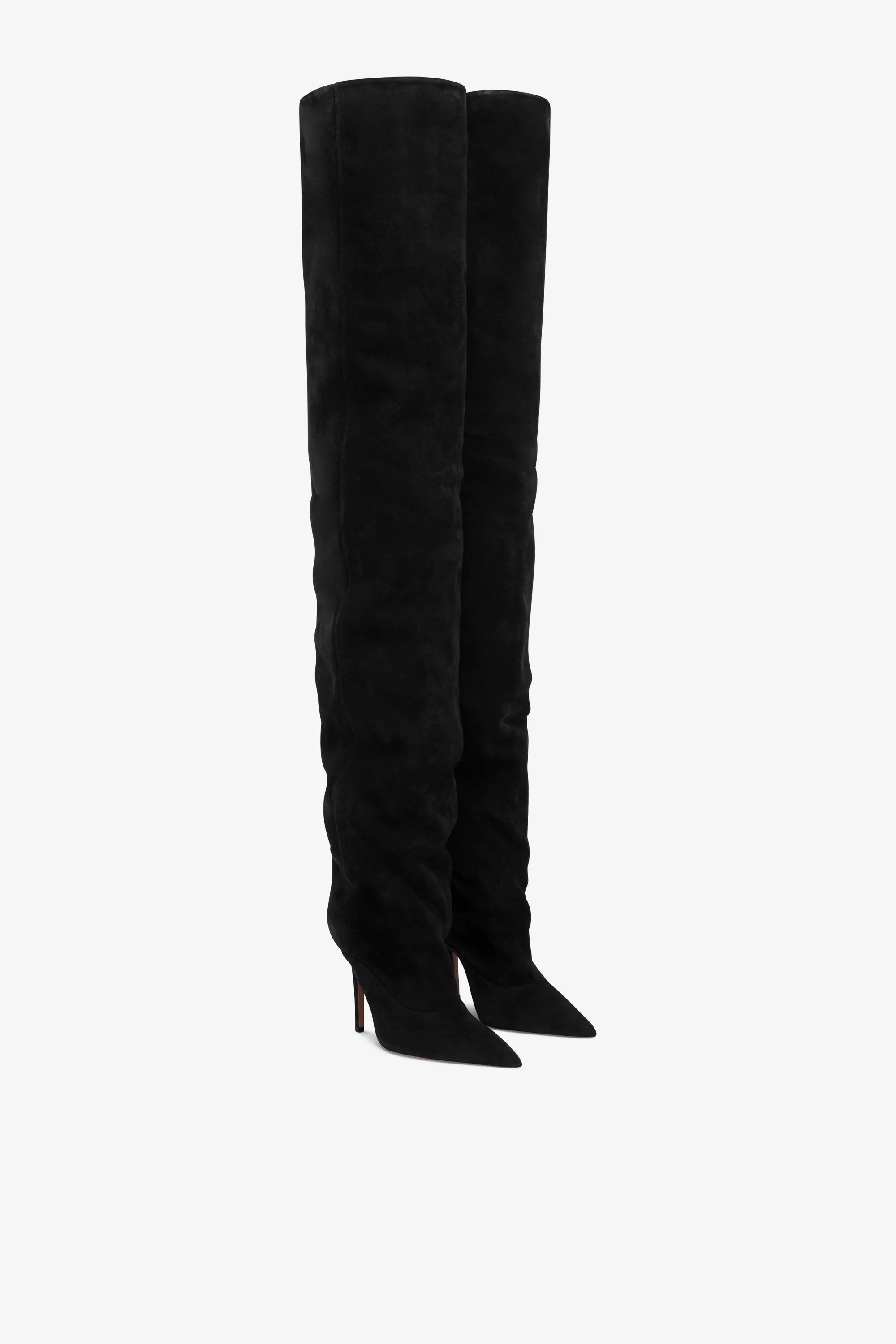 Over-the-knee boots in off-black suede leather sold by Paris Texas product image thumbnail 2
