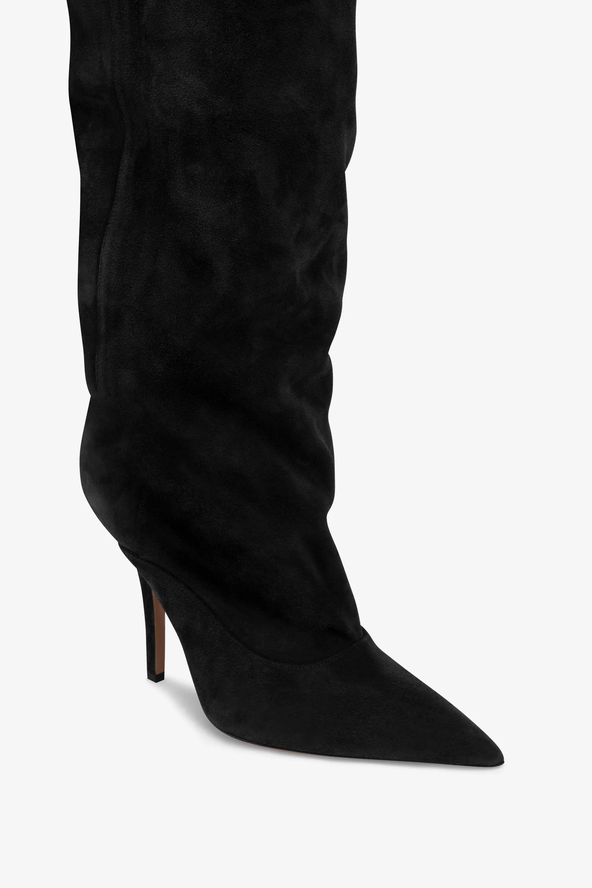 Over-the-knee boots in off-black suede leather sold by Paris Texas product image thumbnail 5