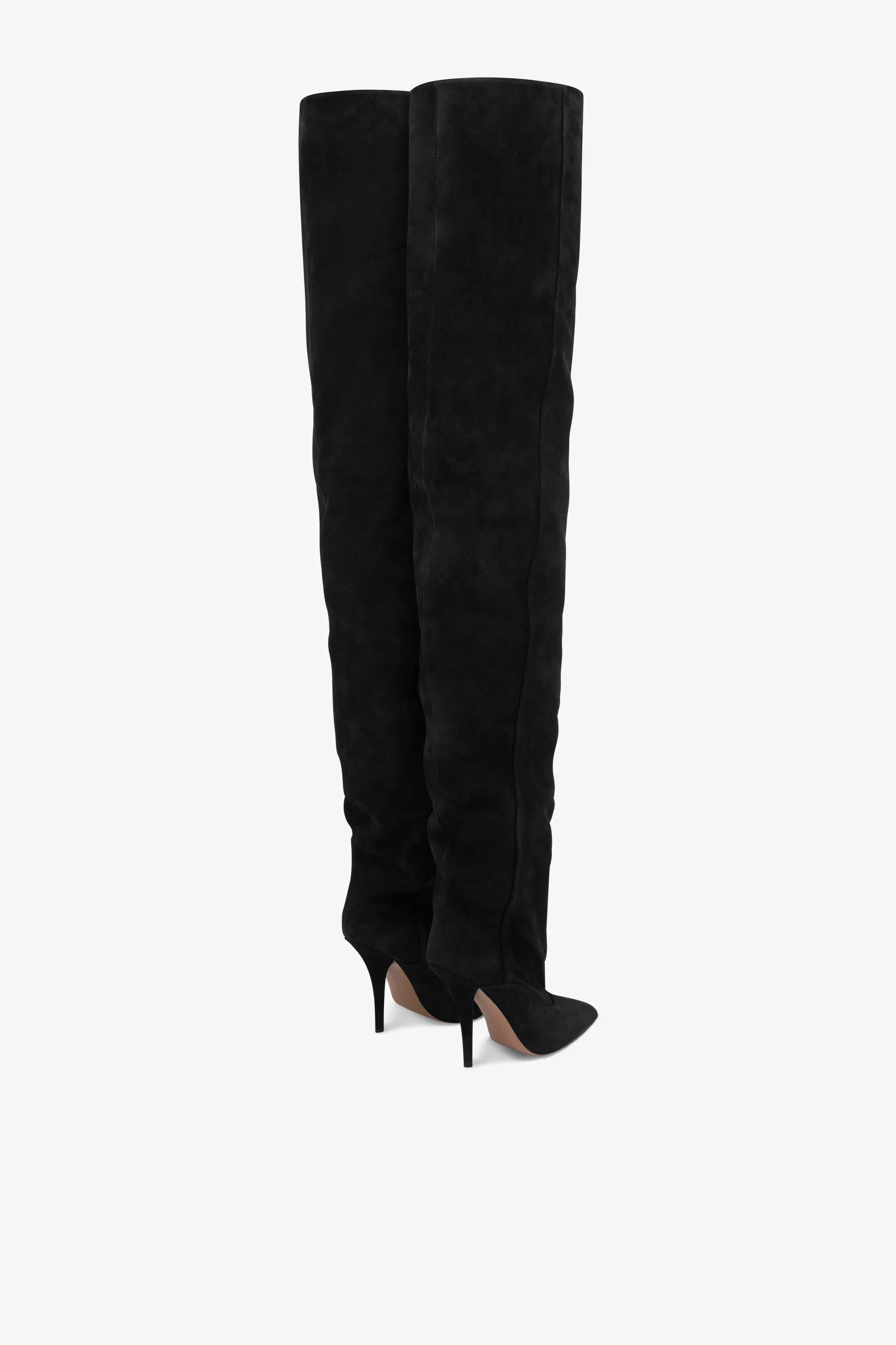 Over-the-knee boots in off-black suede leather sold by Paris Texas product image thumbnail 3