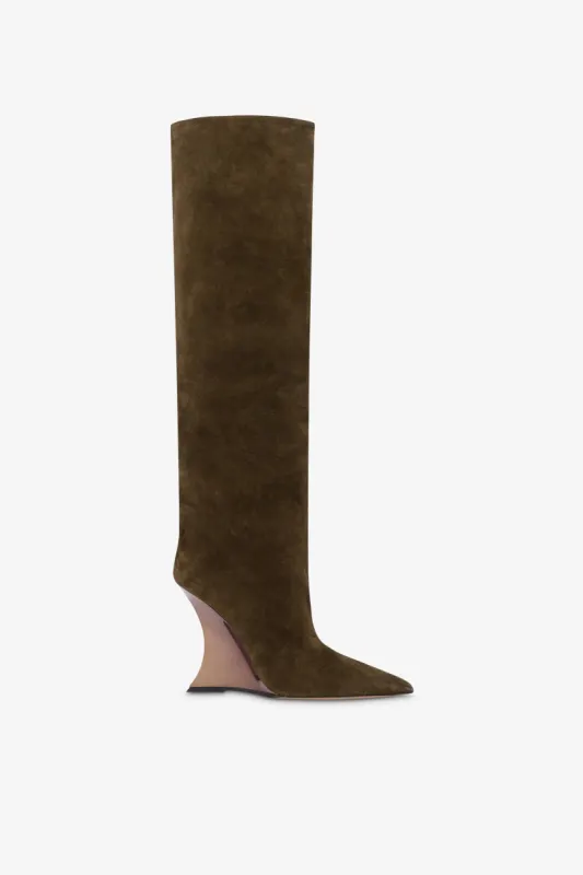 Boots in winter moss suede leather sold by Paris Texas