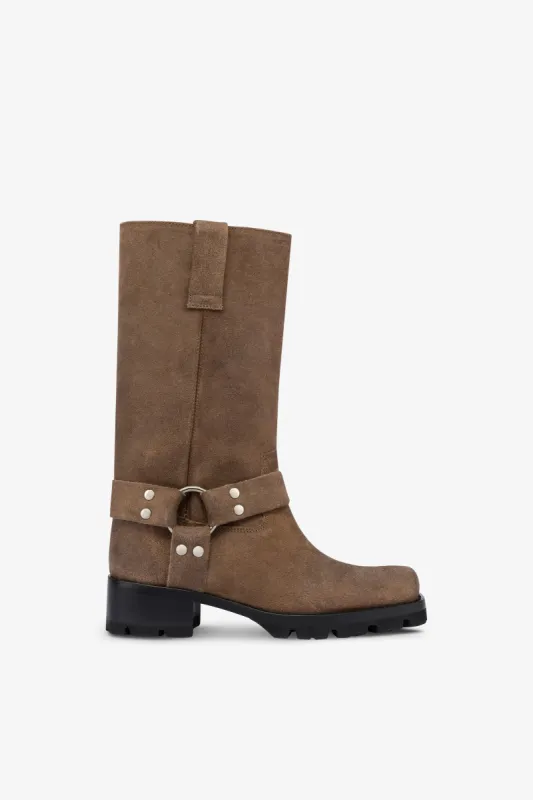 Boots in brown suede leather sold by Paris Texas