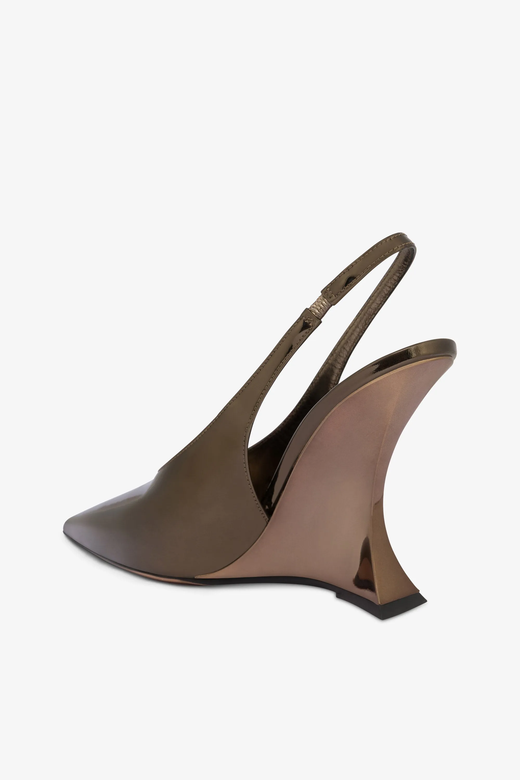 Slingbacks in safari-colored mirror-effect leather sold by Paris Texas product image thumbnail 5