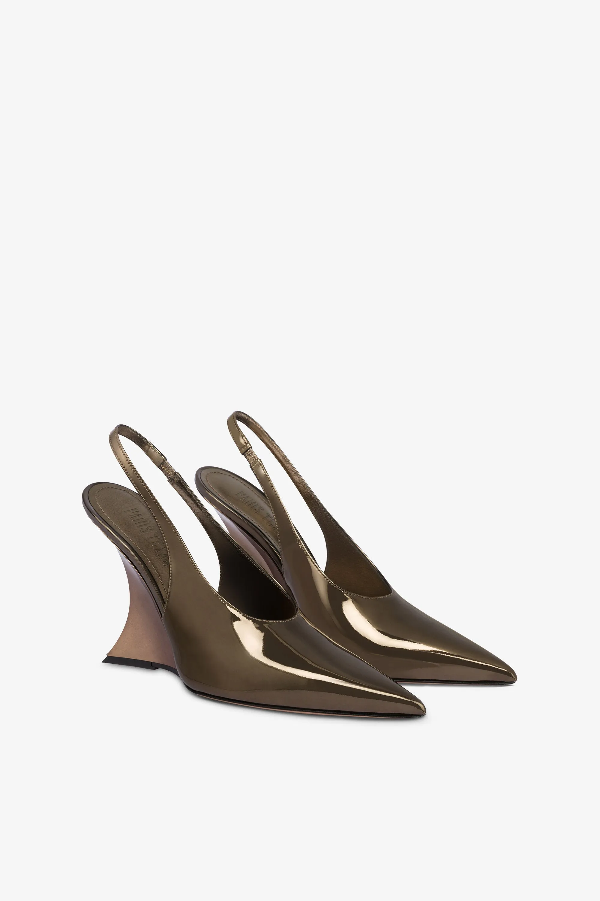 Slingbacks in safari-colored mirror-effect leather sold by Paris Texas product image thumbnail 2