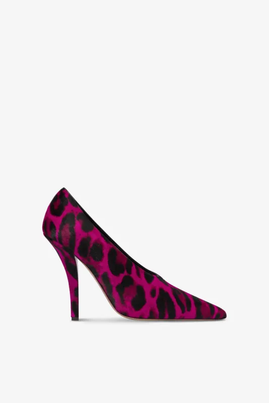Pumps in fuchsia leopard-print cowhide made by Paris Texas