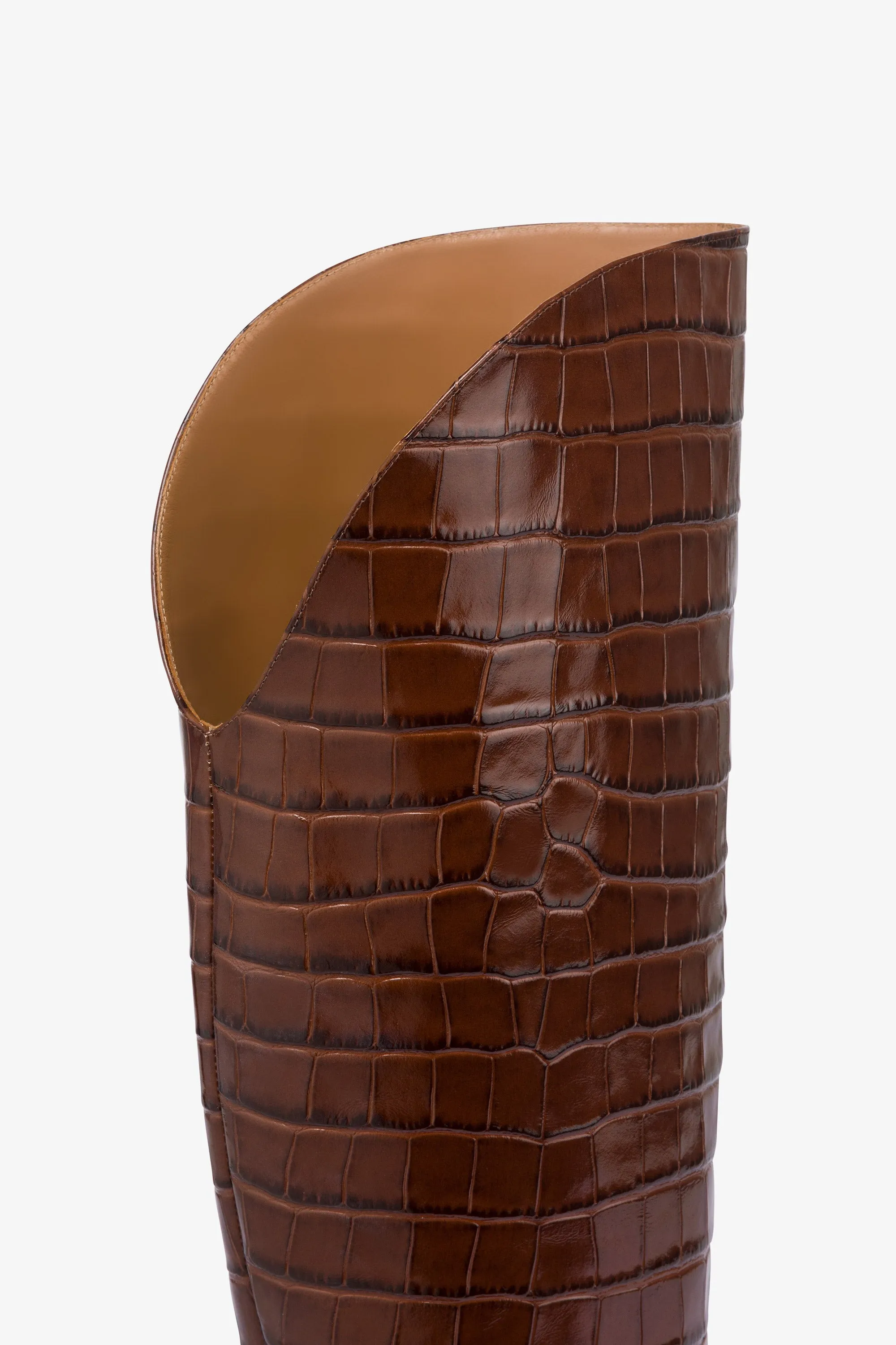 Boots in chocolate croco-embossed leather sold by Paris Texas product image thumbnail 5