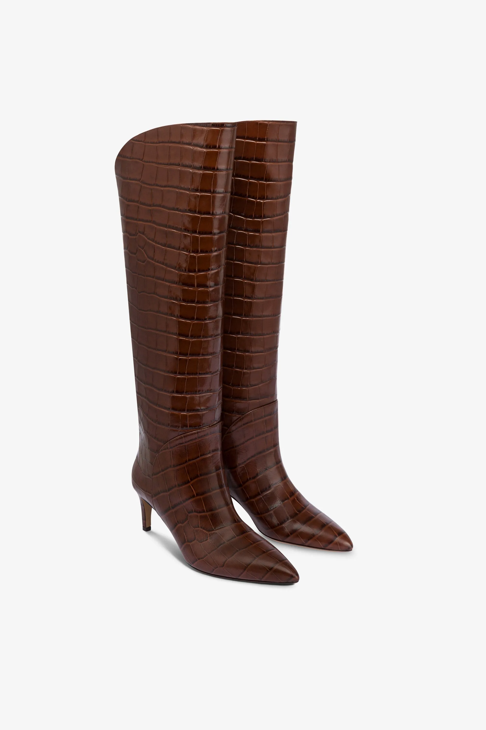 Boots in chocolate croco-embossed leather sold by Paris Texas product image thumbnail 2