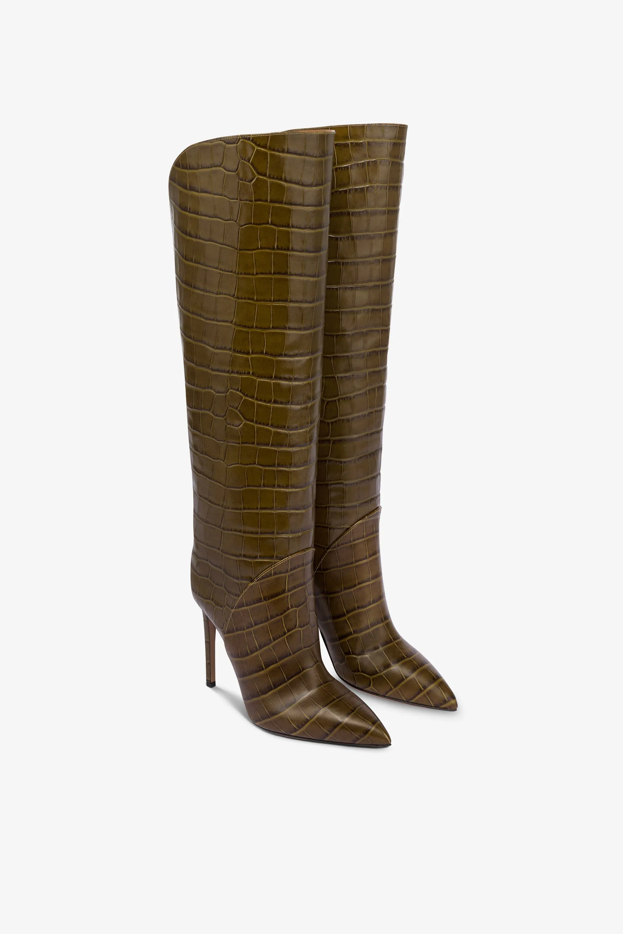 Boots in winter moss croco-embossed leather sold by Paris Texas product image thumbnail 2