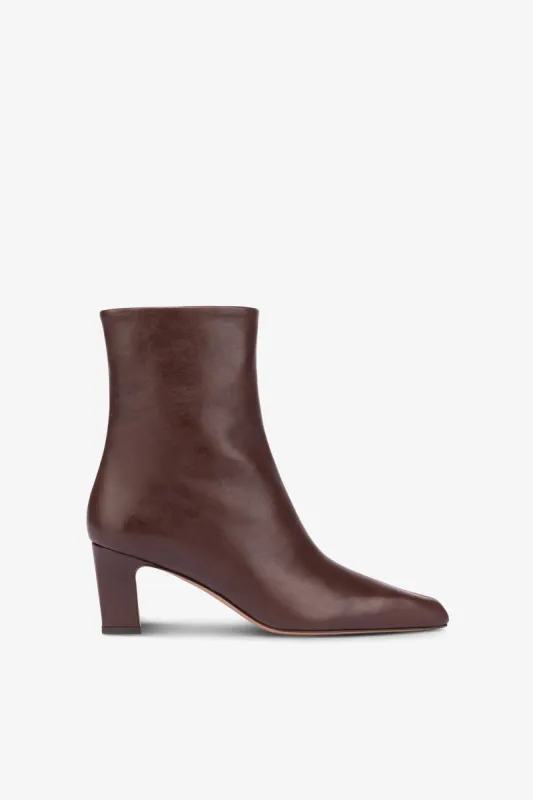 Pointed ankle boots in smooth mocha leather sold by Paris Texas