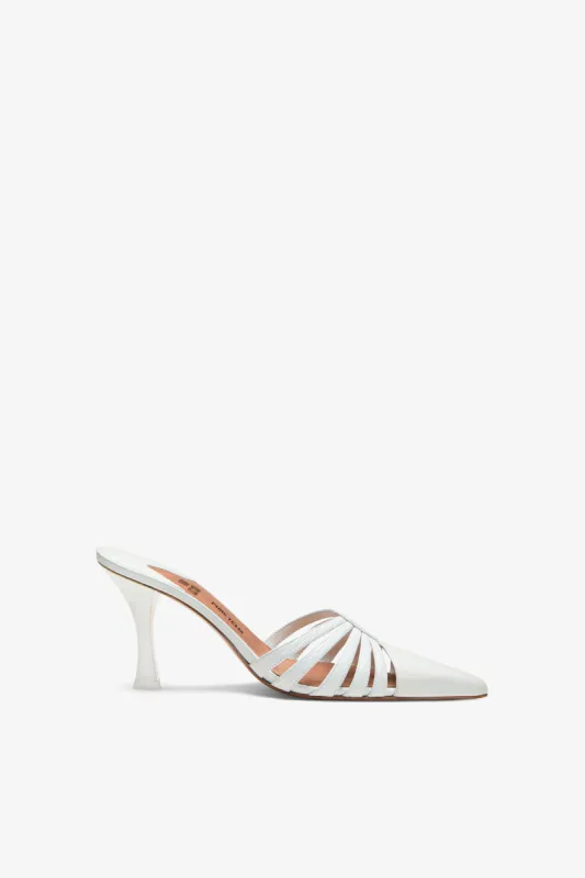 White leather cut-out mule sold by Paris Texas