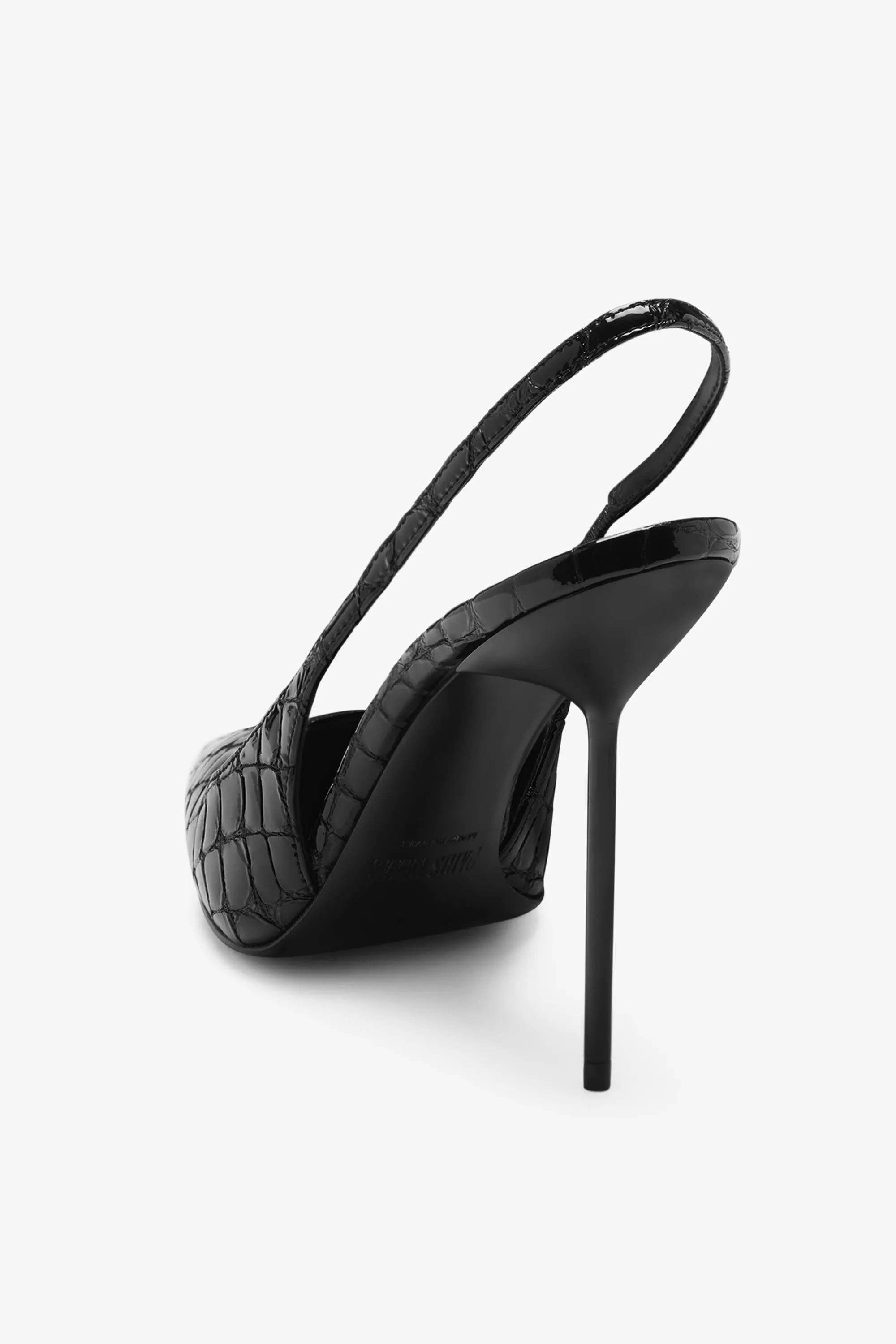 Black embossed leather slingback sold by Paris Texas product image thumbnail 5