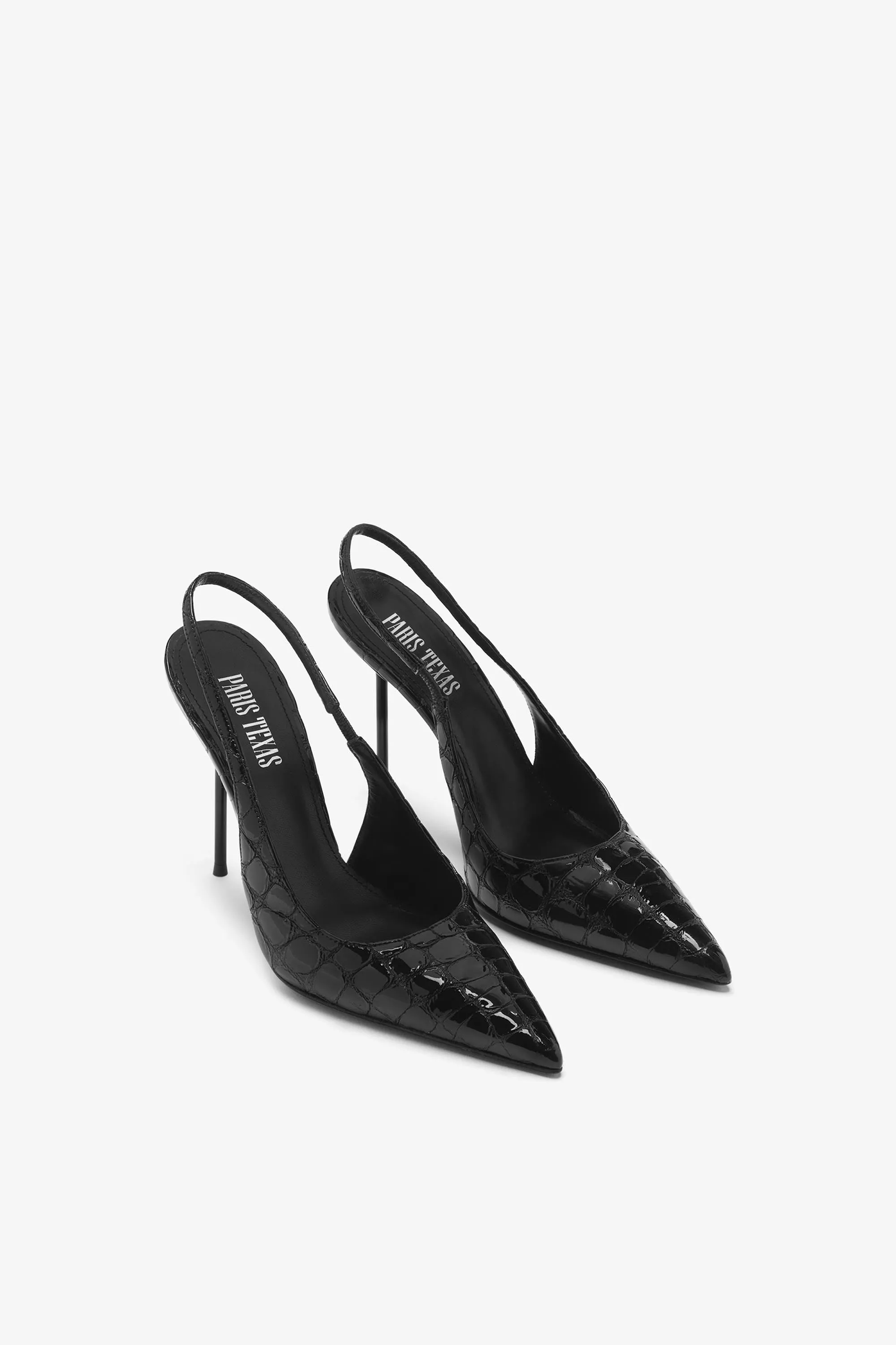 Black embossed leather slingback sold by Paris Texas product image thumbnail 2