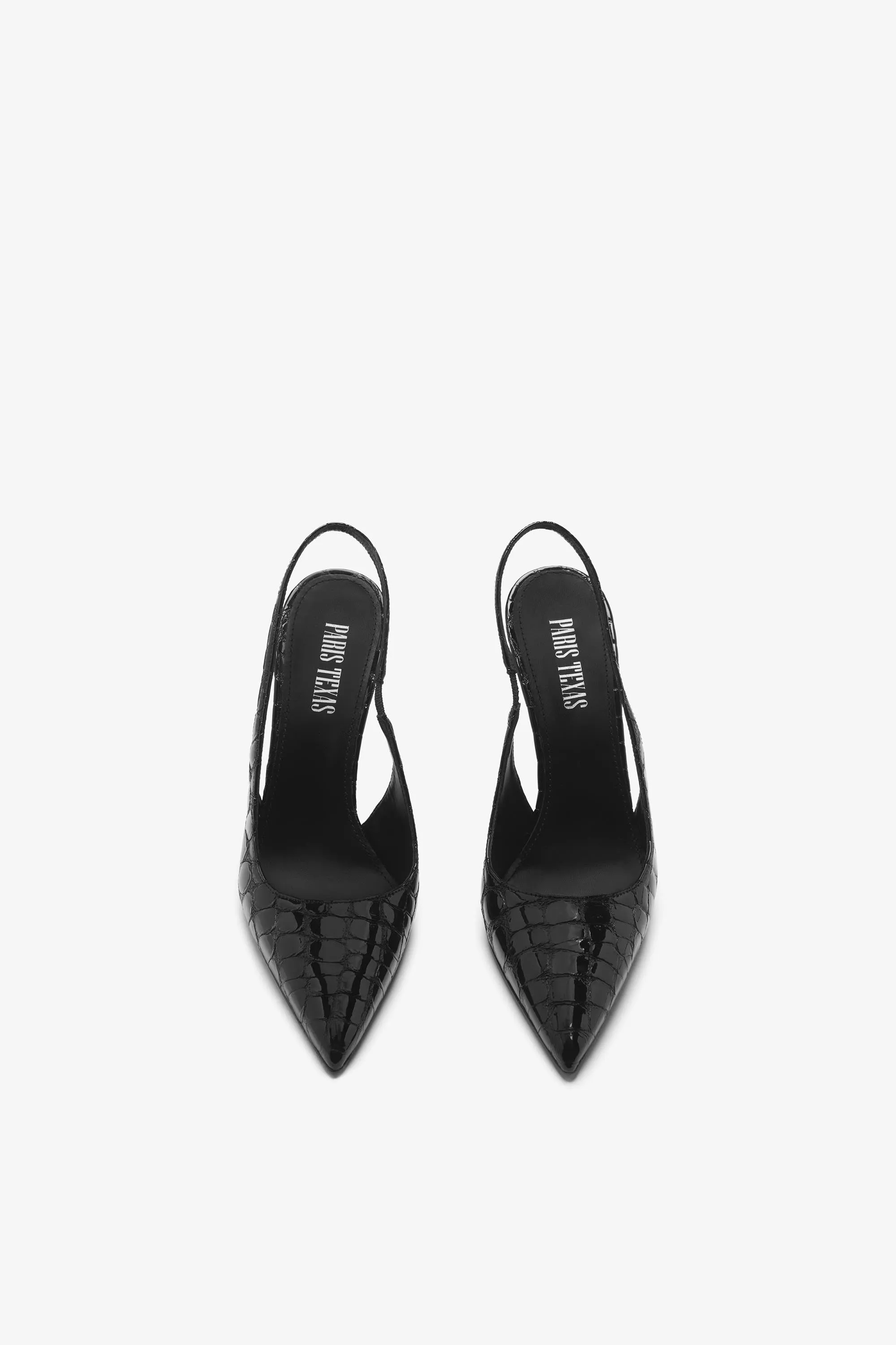Black embossed leather slingback sold by Paris Texas product image thumbnail 3