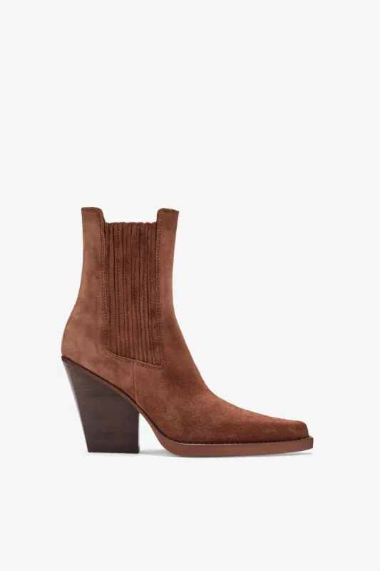 Canyon brown calf suede ankle boots sold by Paris Texas