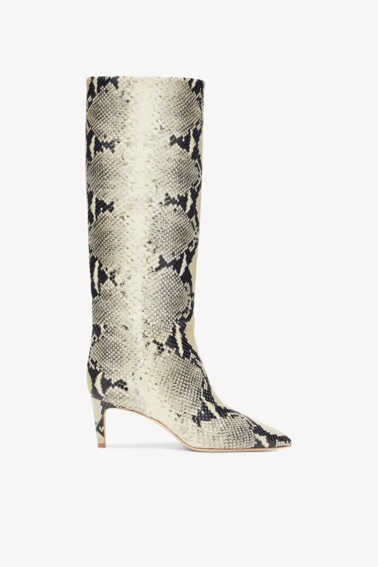 Printed phyton leather heel 60 boots sold by Paris Texas