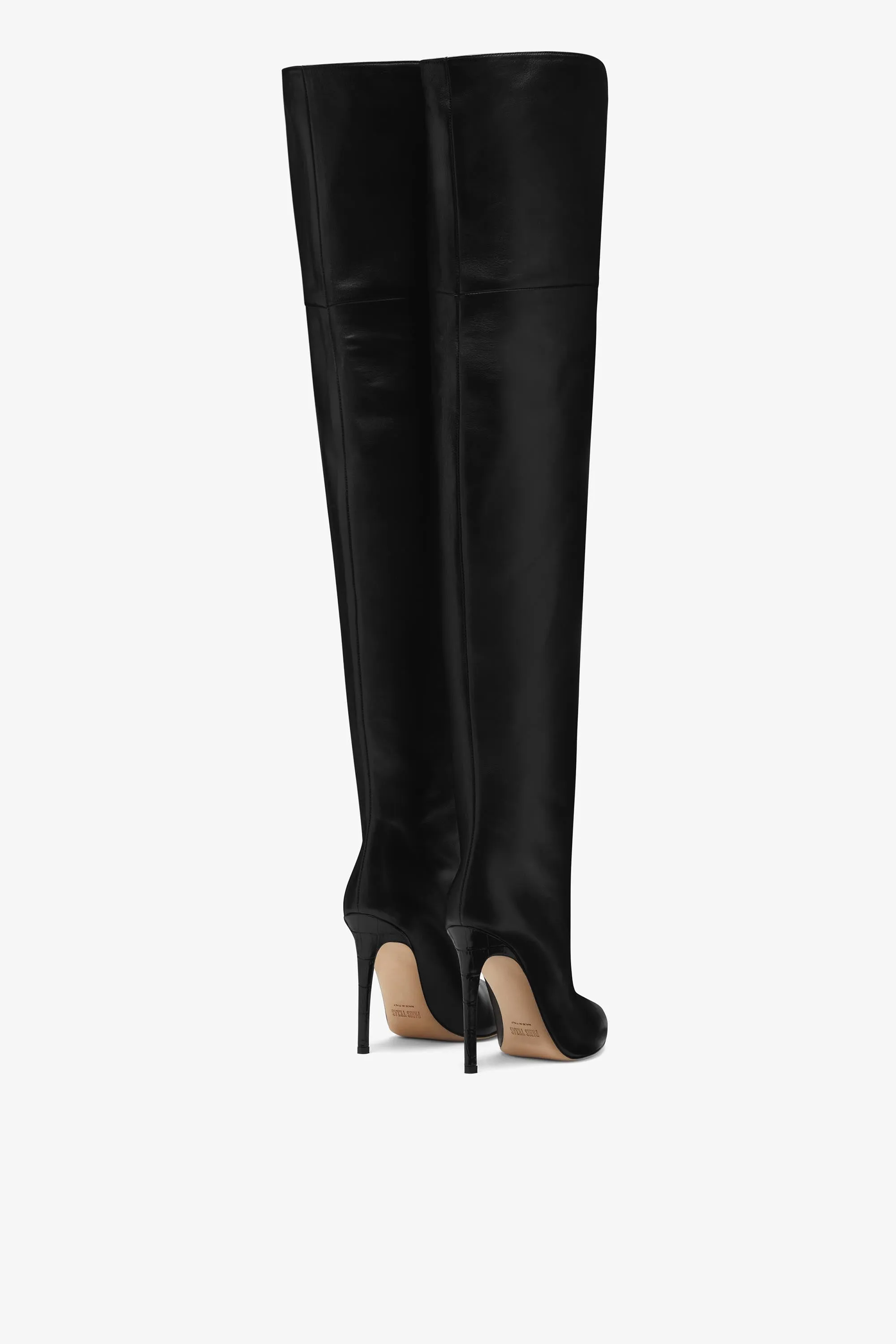 Black nappa leather stiletto over the knee boots sold by Paris Texas product image thumbnail 3