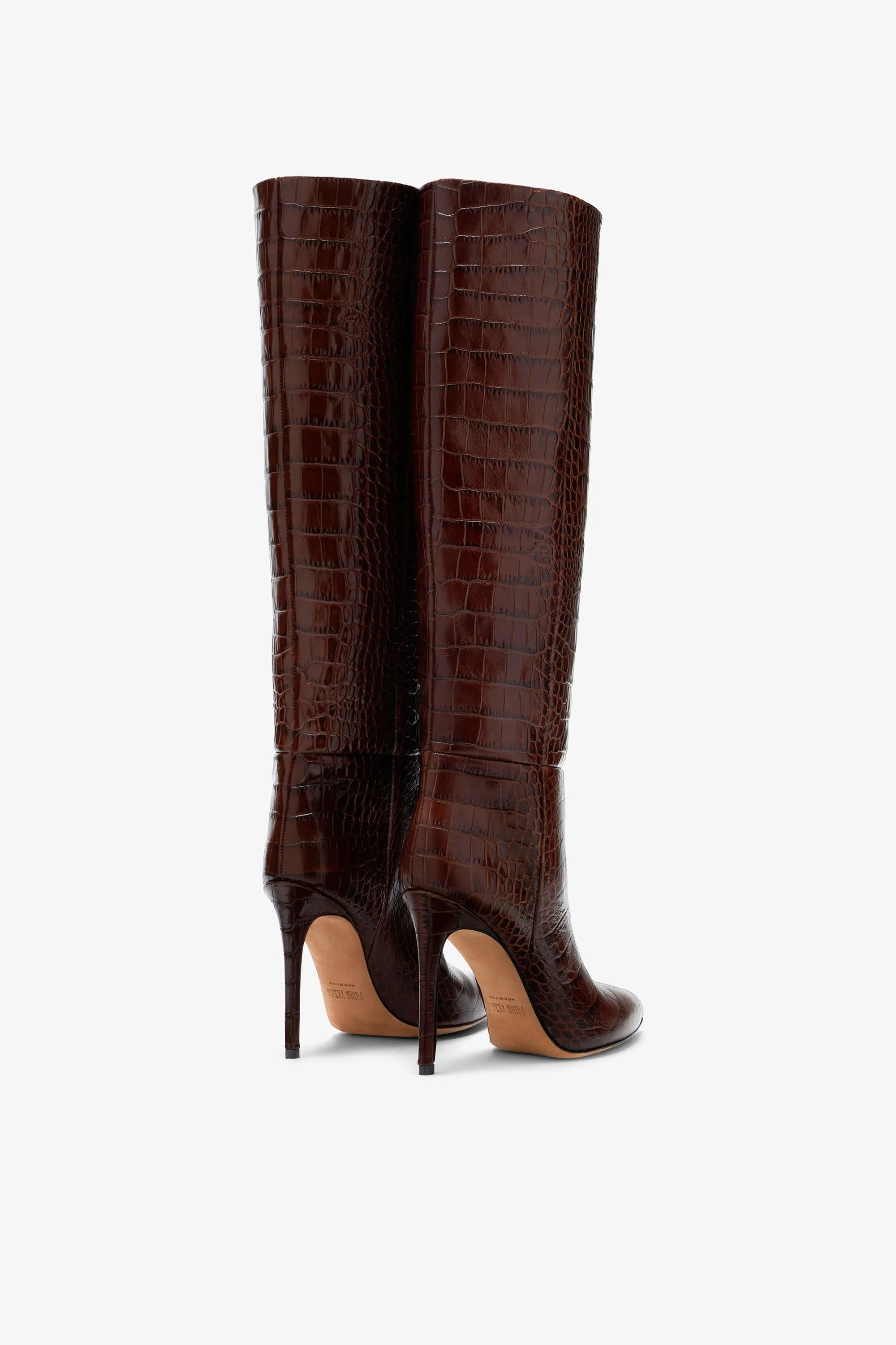 Choc brown embossed leather boot sold by Paris Texas product image thumbnail 3