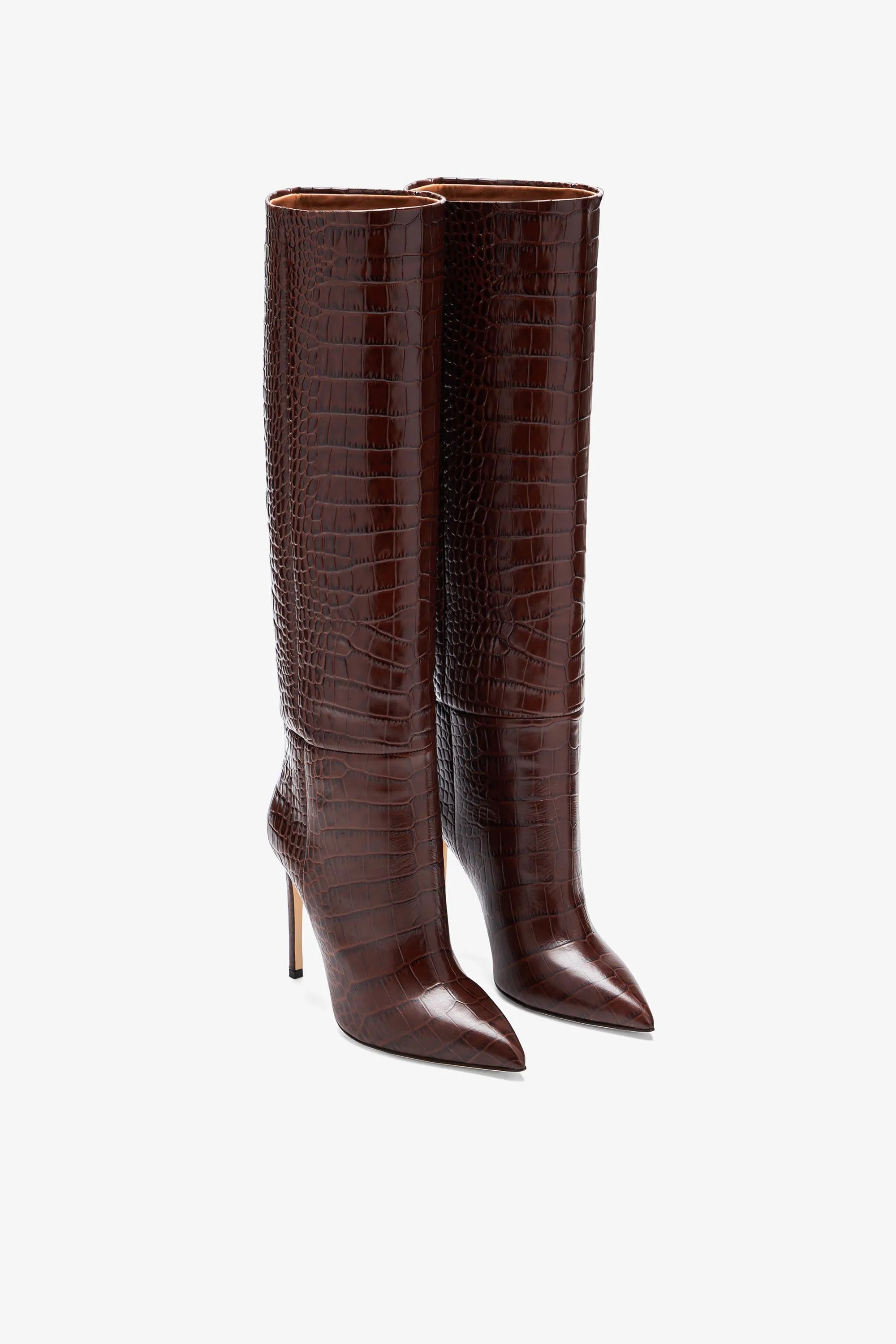 Choc brown embossed leather boot sold by Paris Texas product image thumbnail 2