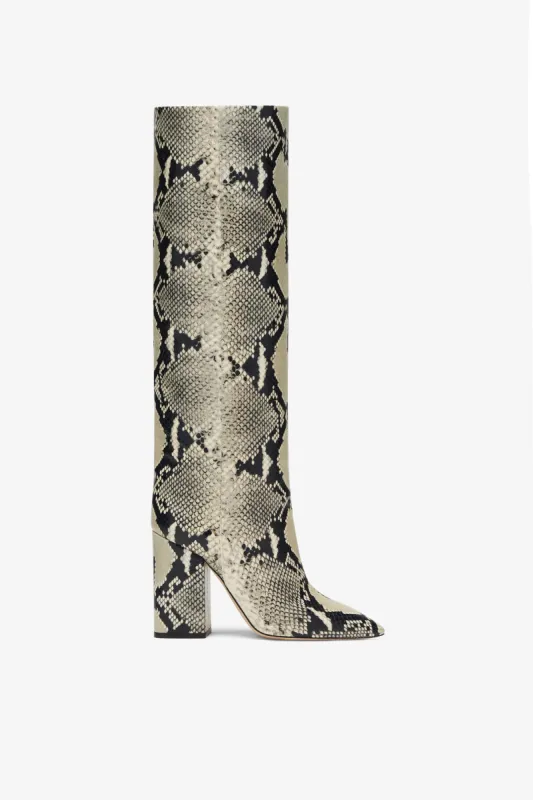 Printed phyton leather boots sold by Paris Texas